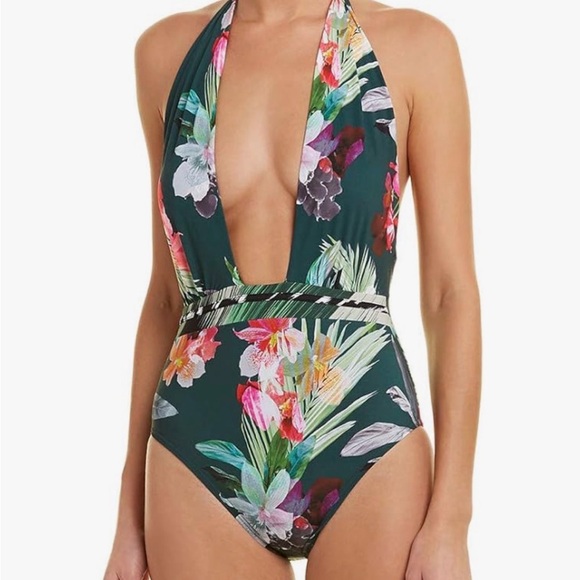 La Blanca Other - La Blanca Floral Deep V One Piece Swimsuit